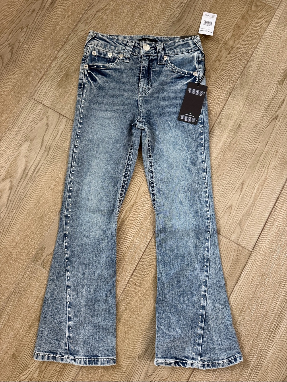 Girls Size 8 True Religion Light Blue Stud-Trim Flare Jeans